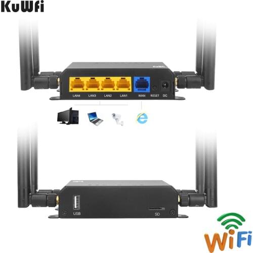 KuWFi WE826 4G LTE Router Openwrt Unlocked 3G/4G Wifi Router CAT4 150Mbps 4G Modem with 4g antennas&Sim Card Slot