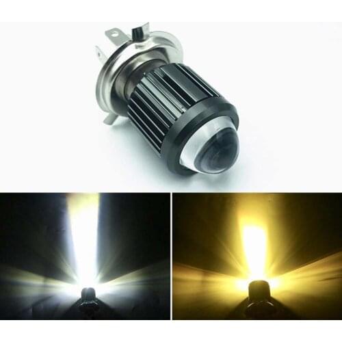 1pc Motorcycle Headlight LED H4 Bulbs Dual Color Hi/Lo Beam Fog Lamp 6000K White 12V 1200LM Driving Foglight Auxiliary Spotlight