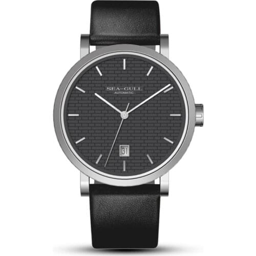 New design seagull watch 819.42.6027 mechanical mens watches leather band calendar wirstwatches