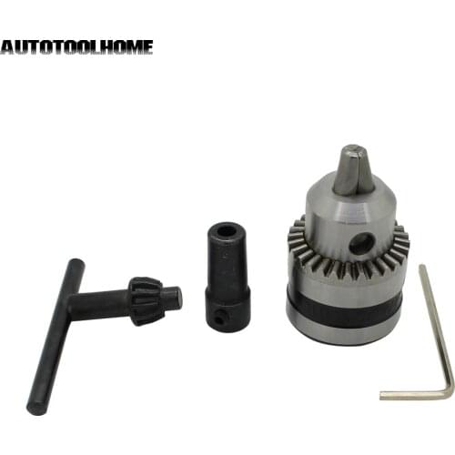 AUTOTOOLHOME 0.6-6mm Mini Drill Chuck Mount B10 Taper Accessories with 5mm Connector Rod Motor Shaft Key Wrench Power Tools