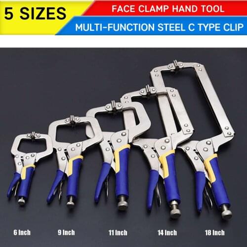 6/9/11/14/18 Inch Steel C Type Multi-function Clip Vise Grip Locking Plier Pincers Woodworking Clamps Clips Face Clamp Hand Tool