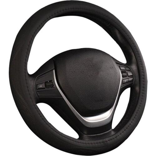 Non-Slip Fashion Sports Car Steering Wheel Braid Cover Wrap For 37-38CM/14.5" -15" M Size Dynamic Fiber Leather Carving Style