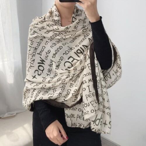 New 2020 Hijab Letter Scarves Femme Fashion Cotton Scarf Women Luxury Brand Winter Shawl Bandana Foulard Pashmina Poncho