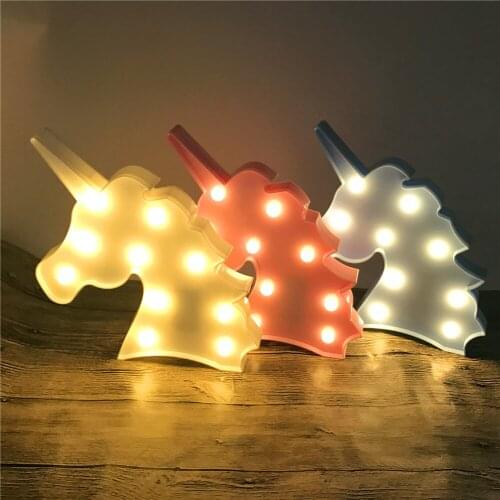 Novelty 3D LED Cute Unicorn Animal Night Light Warm White Shine Lovely Christmas Gifts Home Party Wedding Decor Battery Operated