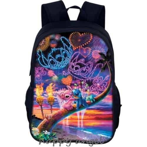 16 Inch Stitch Children Backpack Student Schoolbag Boys and Girls Shoulder Bags Orthopedic Mochila For Girls birthday gift