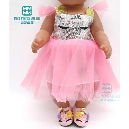 Fits 43 cm toy new born doll Cute Pink shiny dress 18 Inch American doll Girls gift