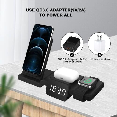 Wireless Charger Stand Durable Portable Charging Station Adaptor Time And Date Display Mobile Phone Accessories Drop Shipping