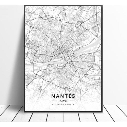 Nantes Lyon Brest Angers Saint-Paul Mulhouse Orleans France Canvas Art Map Poster
