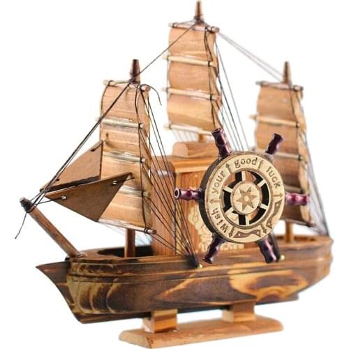 Practical Vintage Marine Nautical Wooden Sailing Boat Ship Wood Crafts Ornaments Party Home Room Decoration