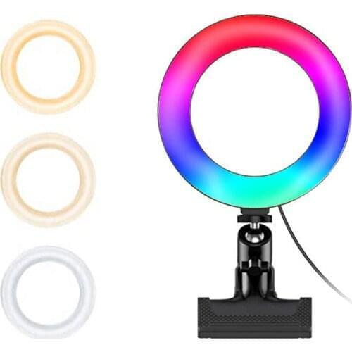 RGB Beauty Light-adjustable Fill Ring Light Tripod Desktop Stand Phone Clip Photo Studio Phone Accessories Live Fill Light