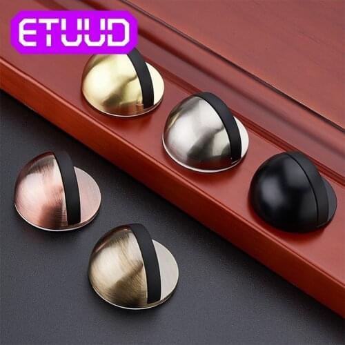 Sliver Punch-free Sticker Hidden Stainless Steel Rubber Door Stopper Door Holders Catch Floor Mounted Nail-free Door Stops
