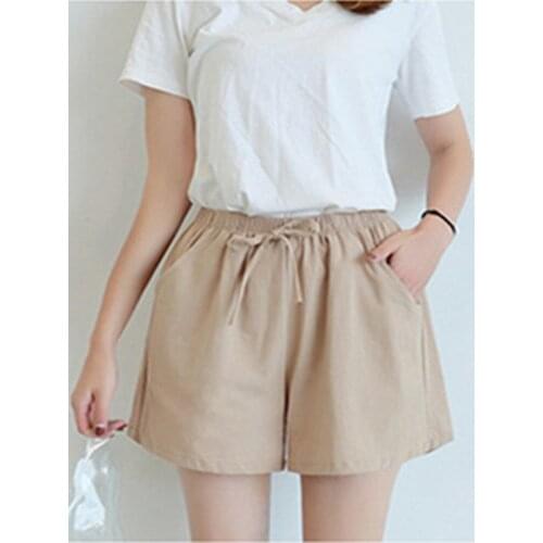 New Womens Shorts Hot Summer Casual Cotton Linen Shorts Plus Size Mid Waist Short Fashion Woman Streetwear Shorts for Women