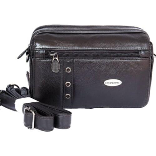 GOLD CORAL Genuine Leather Men Shoulder Bags Fanny Pack Phone Pouch Casual Hip Bum Belt Waist Pack Male Messenger Bag Phone Case
