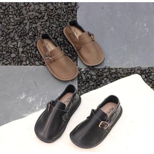 Boys Shoes Casual Girls Flats Slip on Toddler Shoes Kids Shoes Genuine Leather Shoes Parent Child Flats Buckle Sapatos Menina