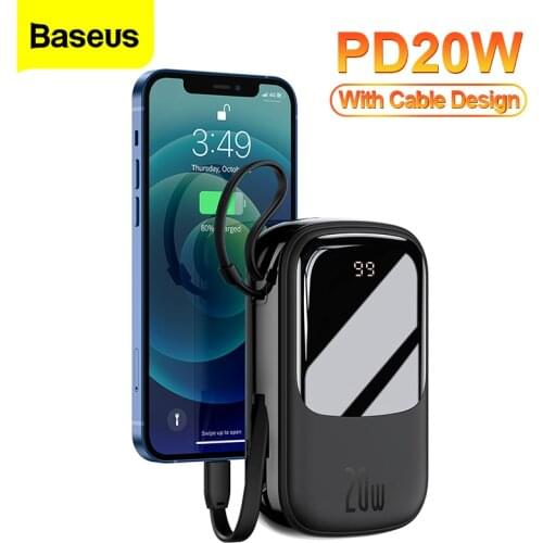 Baseus Mini Power Bank 20000mAh USB Type C PD 20W Fast Charging Charger Powerbank Portable External Battery For iPhone 12 Xiaomi