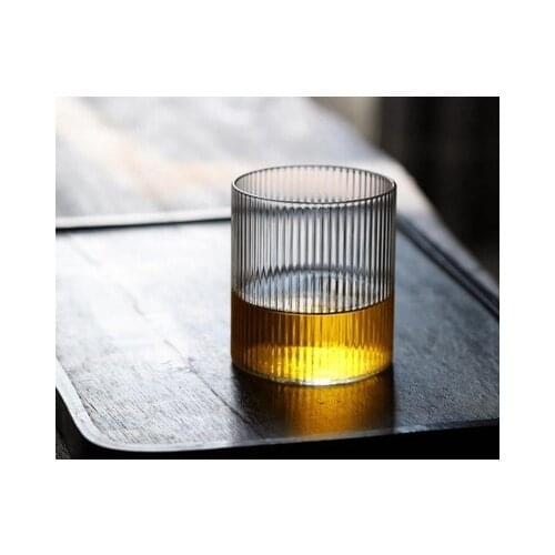 Japanese Creative Ins Glass Cup Heart Juice Drink Coffee Cup Resistance to heat and cold vertical stripes glass glass coffee cup