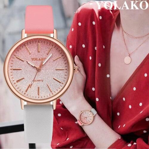 YOLAKO luxury watch women famous brand Ladies Casual Quartz Leather Band New Strap Watch Analog Wrist Watches montre femme #N03