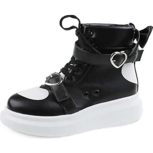 Women platform boots shoes for women womens shoes Color matching sneakers women 2020 new love thick-soled high-top shoes