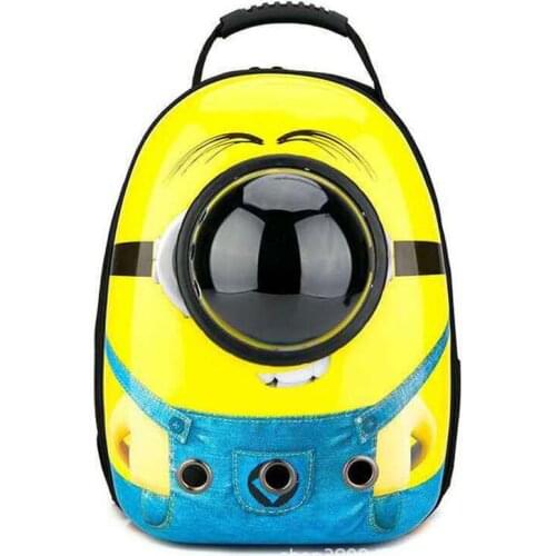 1PCS Cartoon Pet Backpack With Side door Transparent Double Shoulder Pet Bag For Travel Breathable Pet Handbag For Small Cat Dog