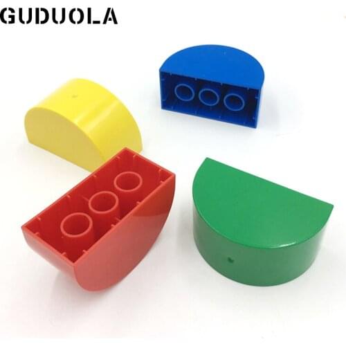 10PCS/lot Big Brick Semicircle 2X4 Dots Half Round Arc Brick Large Particle Builiding Blocks Parts Toys of Low Age