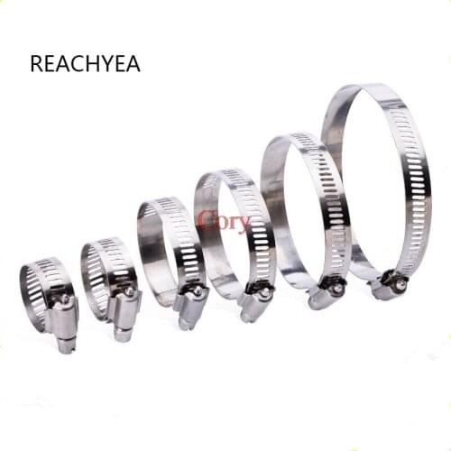 10pcs Adjustable Drive Hose Clamp Fuel Line Worm Clip Screw Worm Drive Hose C Clamp Clip 304 Stainless Steel Hoop Pipe