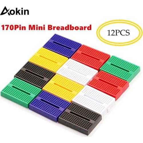 12 Pcs 170 Points Mini Small solderless breadboard for Arduino Proto Shield Mix Color