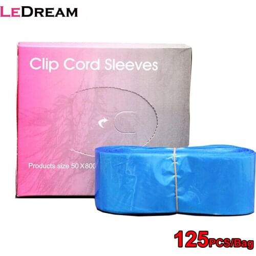 125pcs/bag Disposable Hygiene Tattoo Clip Cord Bag Plastic Blue Tattoo Machine Clip Cord Sleeve Cover Bag Size 5 x 80 CM