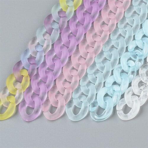 1M/strip Frosted candy Chain Link Chain Lobster Clasp Keychains For Necklace Bracelet Making Colorful Chain Plastic Chain Links