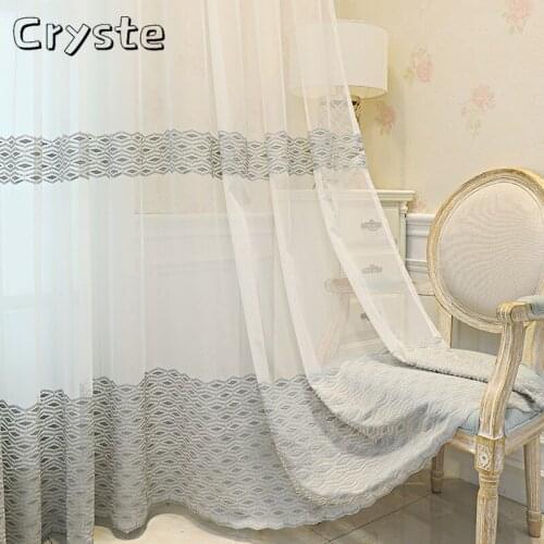 2021 Translucent Embroidery Tulle Simple and Modern Partition Finished Tulle for Living Dining Room Bedroom Custom
