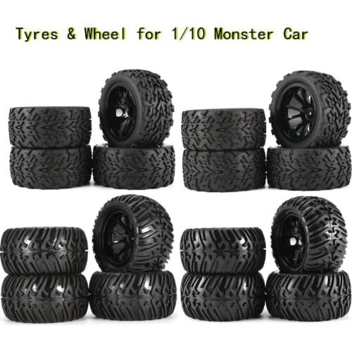 4Pcs 1:10 Off-road Wheel Rim and Tires for 1/10 Monster Truck RC Car Accessories