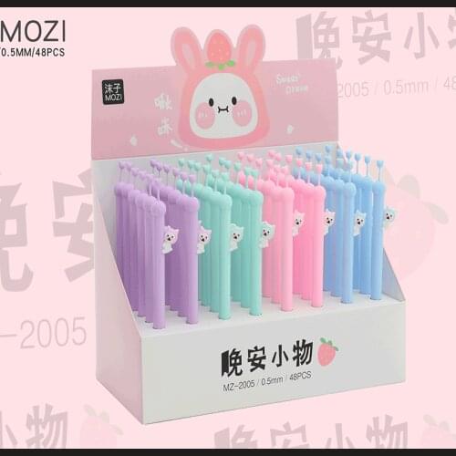 48 pcs/lot Kawaii Bear Gel Pen Cute 0.5mm black Ink Signature Pens Promotional Gift Office School Supplies