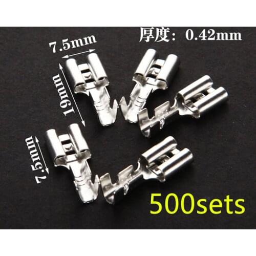 500sets 6.3 mm with transparent sheath inserted spring 6.3mm Female connector terminal Faston with insulator for wire