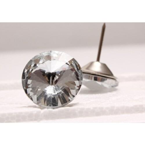 500pcs/lot ) 25mm glass prong upholstery crystal buttons with nails