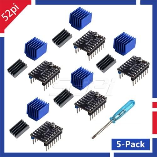 52Pi 5-Pack TMC2208 V2 3D Printer Module Kit Stepper Motor Driver Modules with Heatsinks Accessories for 3D Printer