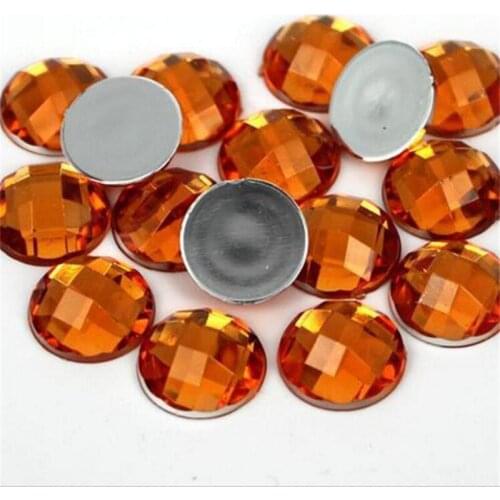 6-30MM DIY Bling Deep Orange Round Lattice Faceted Acrylic Rhinestones Flatback Acrylic Stone for Hand Craft Art Decoration