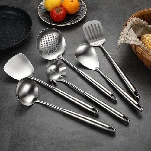 6 piece /Set 304 Stainless Steel Spatula Cooking Shovel Kitchen Cooking Spoon Shovel Kitchenware Set Soup Spoon Colander