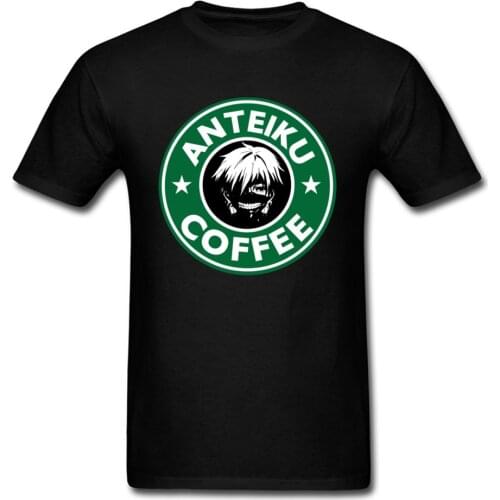 Anteiku Coffee T Shirt Tokyo Ghoul T-shirt Men Black Green Tops Unique Anime Lover Tees Japan Style Youth Clothes Cotton No Fade