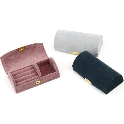 Velvet Jewelry Box Earring Necklace Ring Jewelry Organizer Travel Portable Arched Jewelry Storage Box Jewelry Holder Display