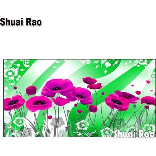 Large 5D Diy diamond painting Purple Poppies flower Green Diamond Mosaic Rhinestone Embroidery Cross Stitch Full Square Round