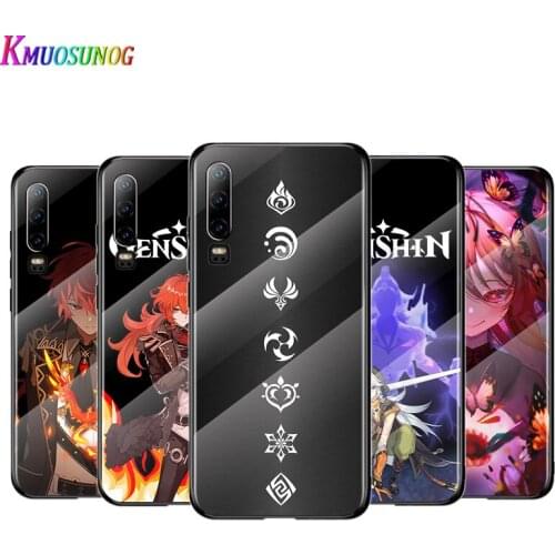 Anime Genshin darbe For Huawei P40 P30 P20 P10 Pro Plus Lite 5G 2019 Tempered Glass Cover Shell Luxury Phone Case