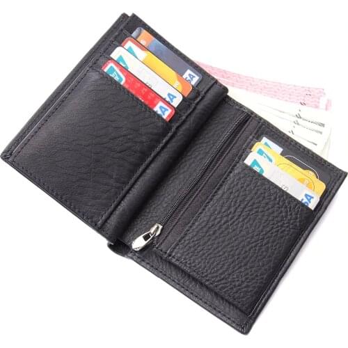 J.M.D Real Genuine Leather Black Wallets Business Mens Businee Cards Case Credit Card Package Coin Pocket Wallet 8153A