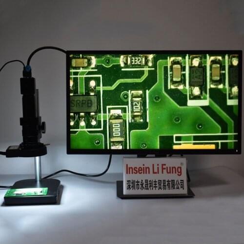 HD 1080P 2.0MP HDMI Industrial Digital Electronic Video Microscope Camera+10X-180X Zoom C-mount Lens+LED Light Source+Bracket