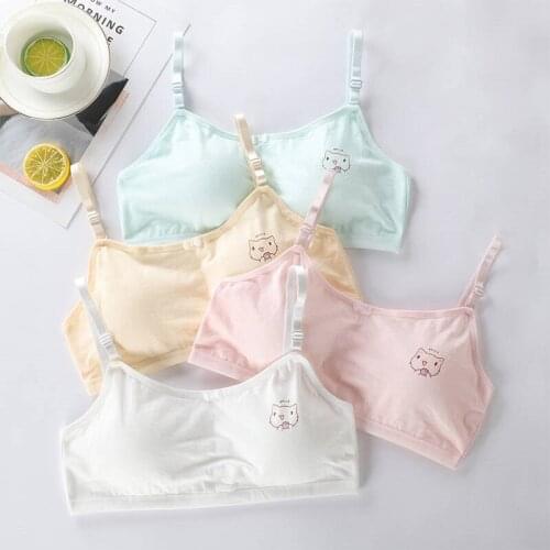 Kids Training Bras Girls Sport Bra with Pad Teenages Underwear Sleeveless Vest Undies Lingerie Thin Strap Breathable Tube Top