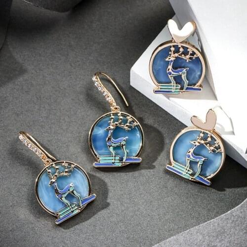 Find Me Vintage Hollow Koi God Deer Pattern Pendant Earrings For Women Jewelry Accessories