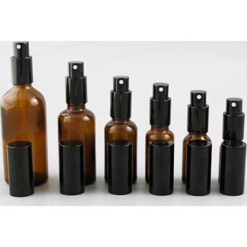 12 x Amber Glass Perfume Bottles with Aluminium Sprayer 1oz Brown Glass Perfume Atomizer 100ml 50ml 30ml 20ml 15ml 10ml