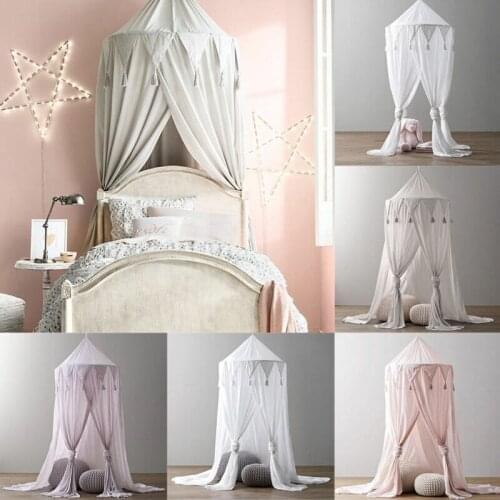 Focusnorm New Fashion Kid Baby Bed Canopy Bedcover Mosquito Net Curtain Bedding Round Dome Tent Cotton