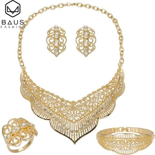 Indian jewelry african beads jewelry set fashion exquisite earings Dubai gold -color Jewelry Set Nigerian Wedding Bridal Bijoux
