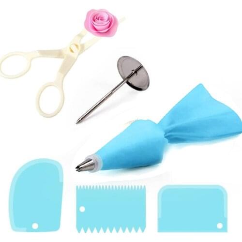 6Pcs/set Cake Decorating Tools Fondant Flower Lifter Nail Scissor Transfer Cream Scraper Butter Smoother