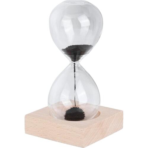 Beautiful Desktop Magnetic Glass Sand Hourlass with Base for Home Decoration Ornament Gift