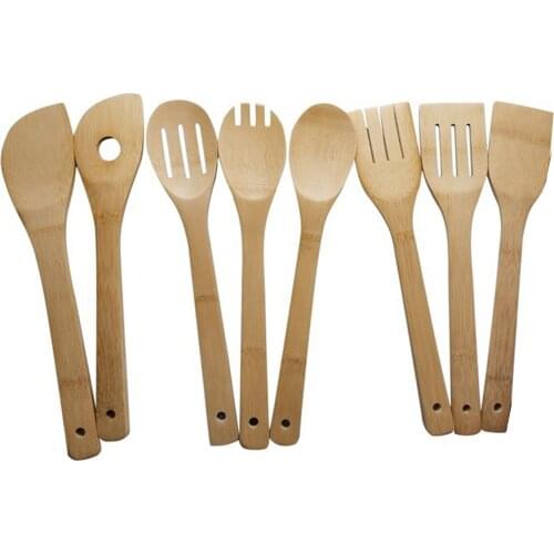 Kitchenware Eight Piece Set, Cooker Bamboo Shovel Smooth Hole Digging Spatula Kitchen Supplies